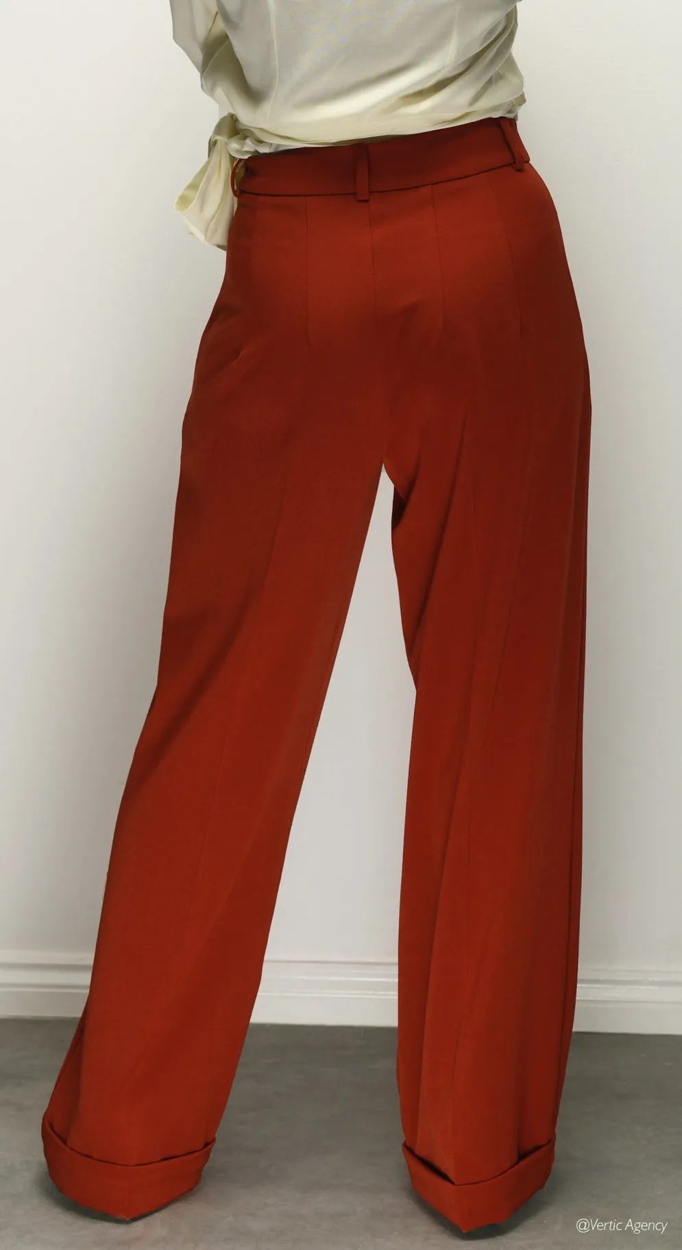 1930s and 40s Classic High Waist Wide Leg Trousers in Rust