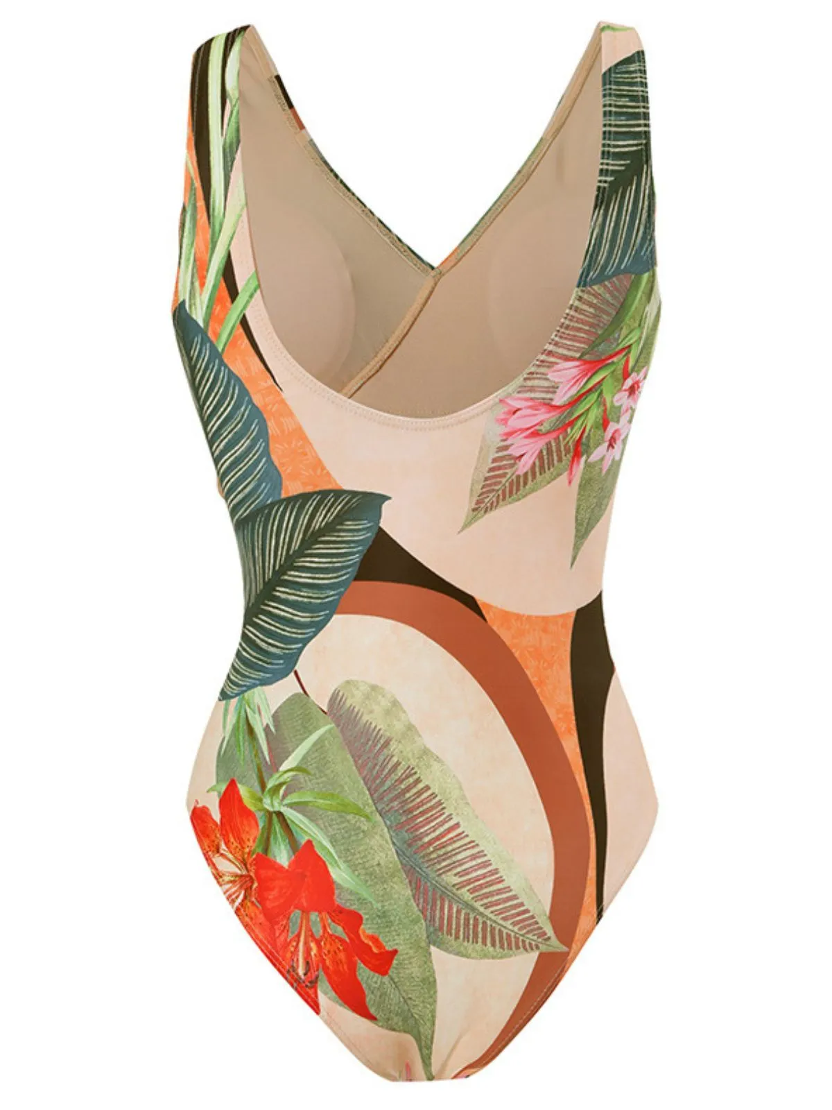 1940s Tropical Plant Backless Swimsuit