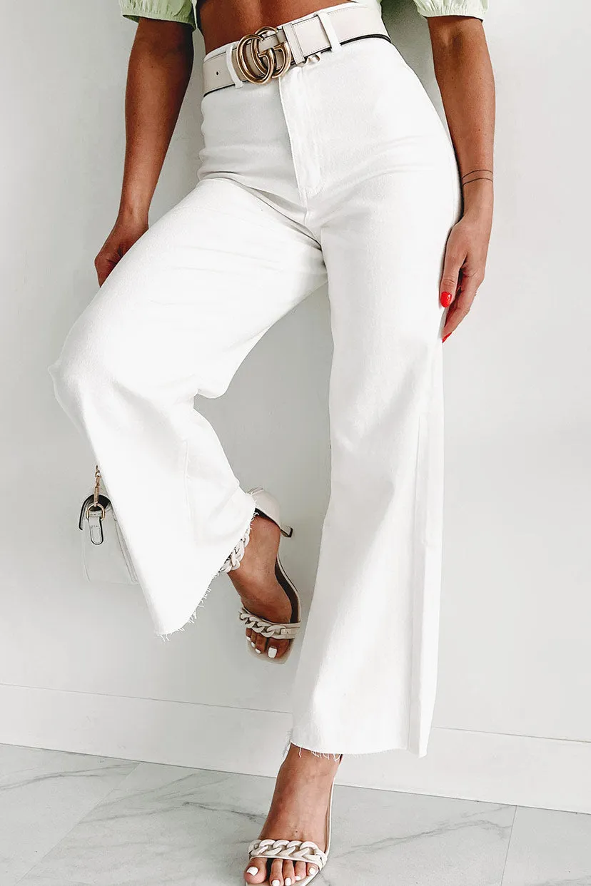 According To Plan High Rise Wide Leg Crop Jeans (White)