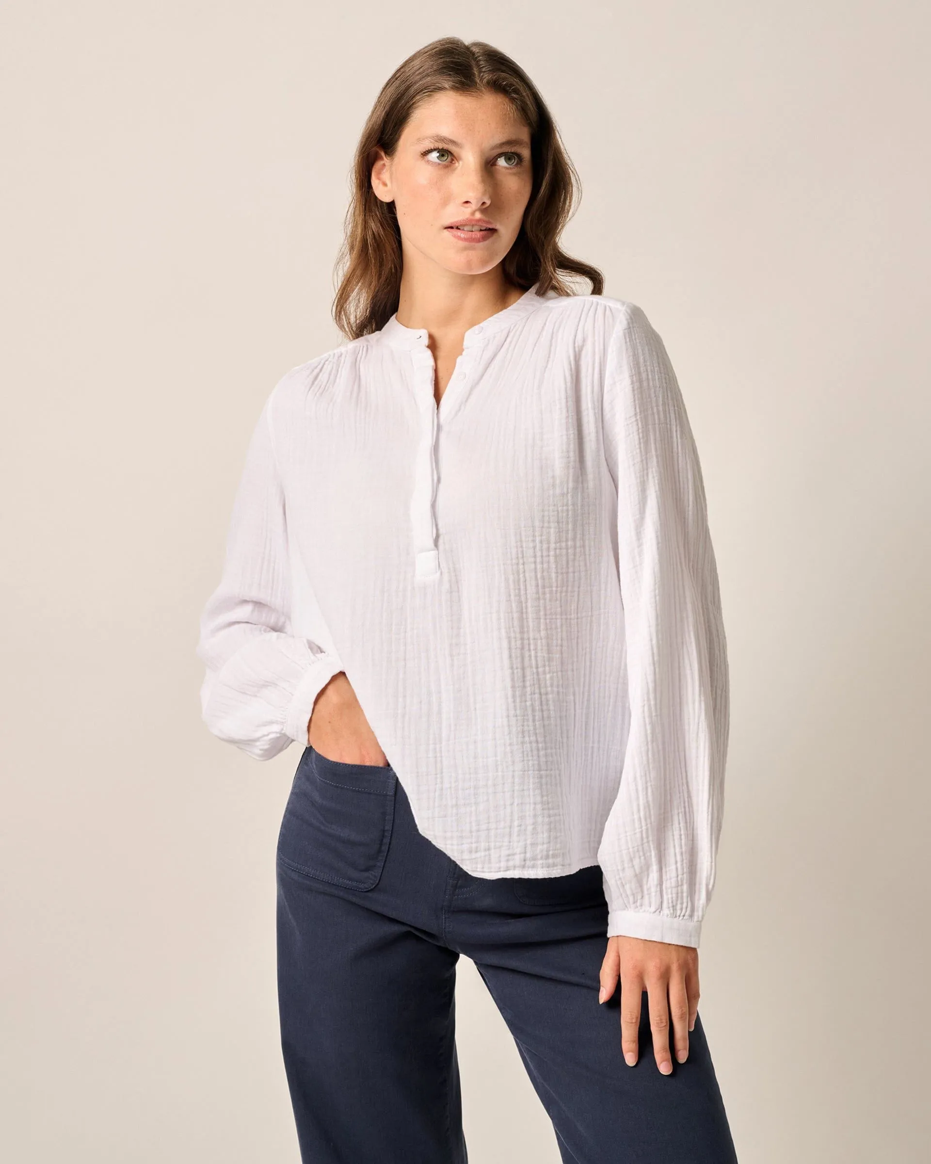 Alana Cotton Blend Woven Popover