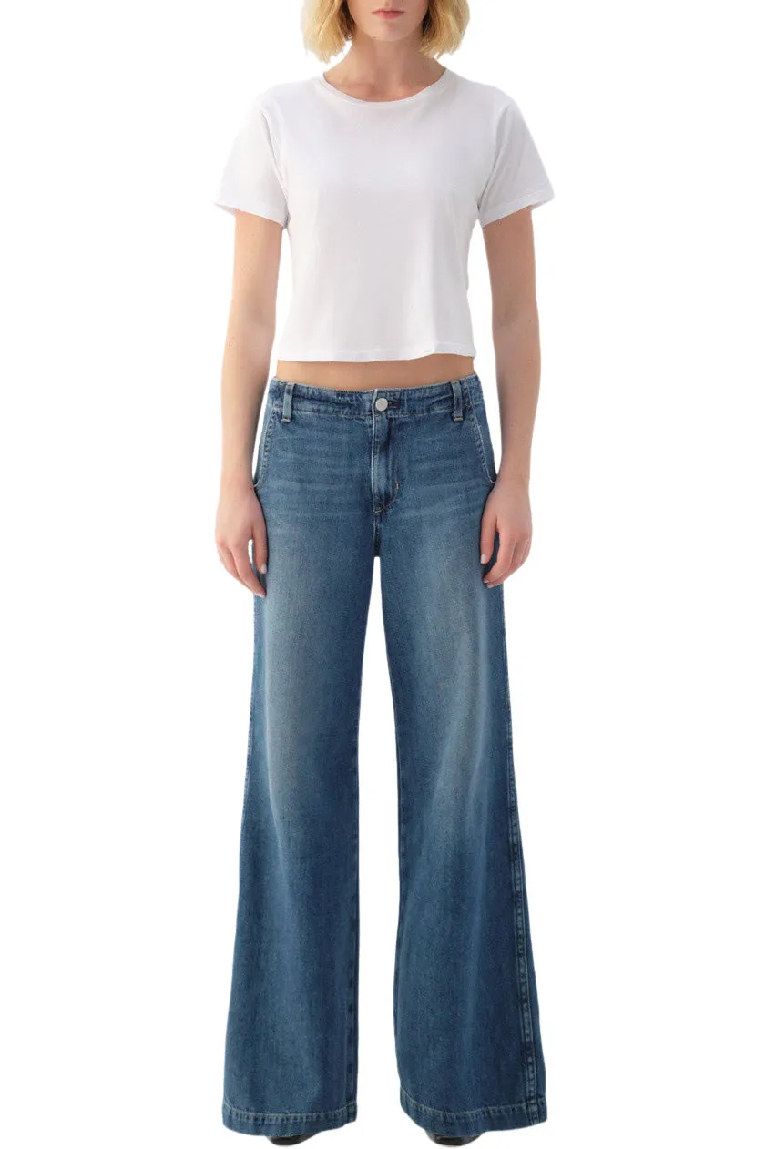 AMO Denim Edith Wide Leg Trouser in Romance