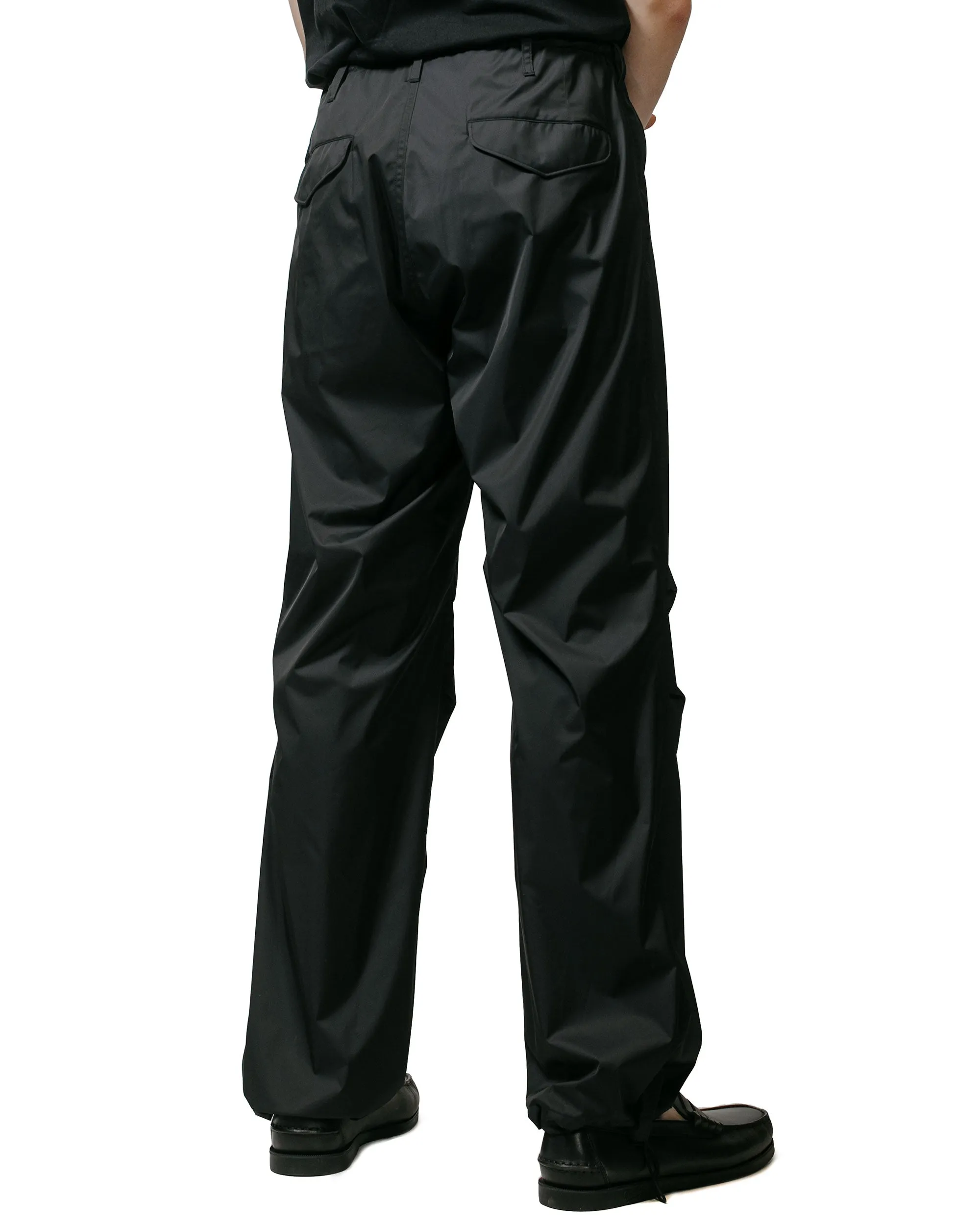 Auralee Hard Twist Polyester Satin Laminate Field Pants Black