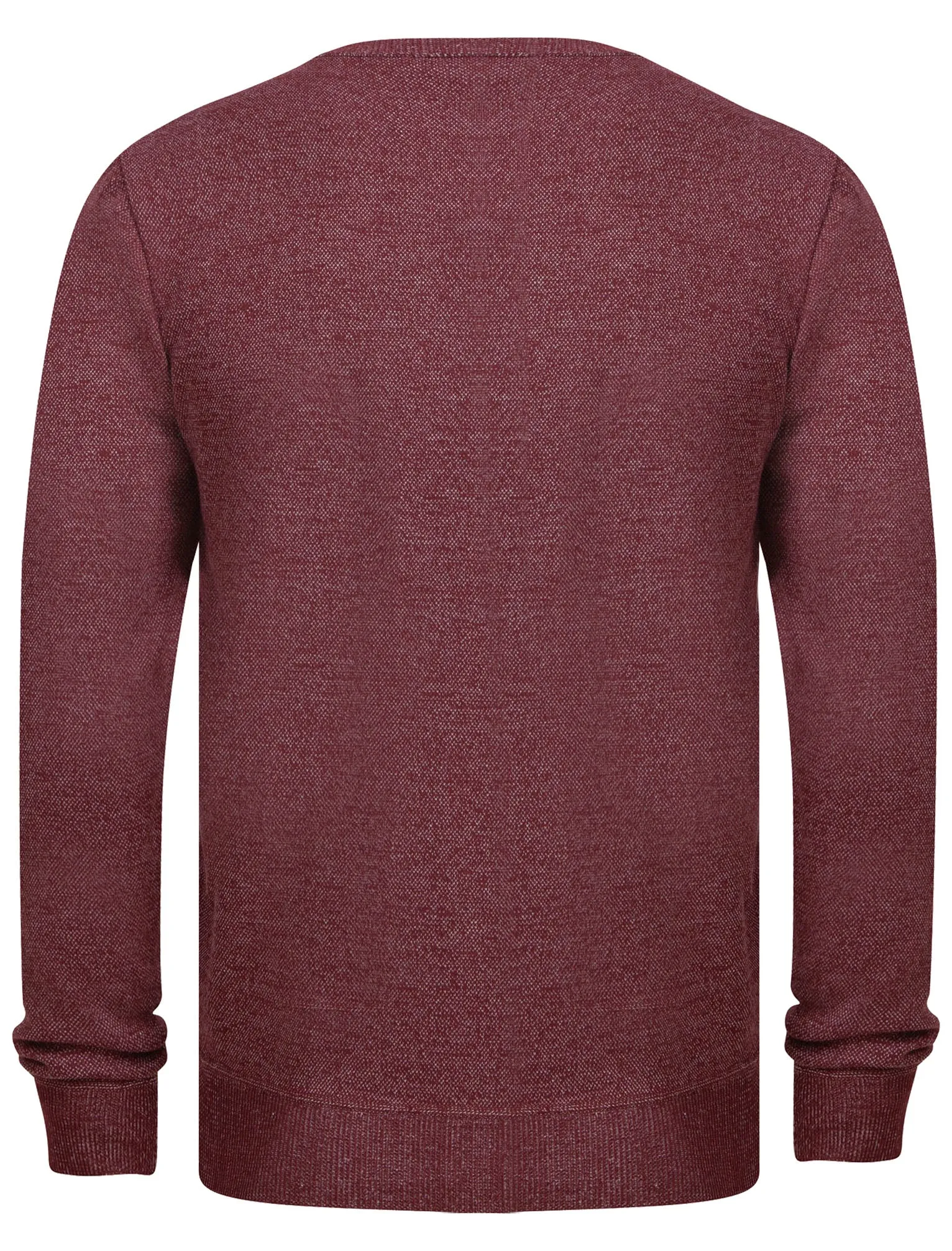 Barney Crew Neck Birdseye Pique Jumper in Wine / White Melange - Kensington Eastside