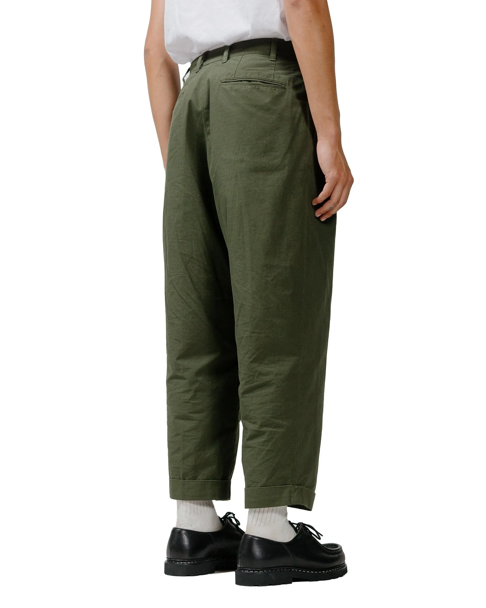 Beams Plus Lost & Found 2Pleats Cotton Ripstop Olive