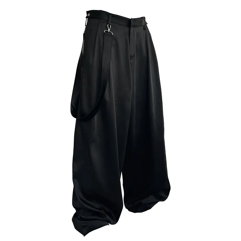 Black Draped Loose Wide Leg Pants