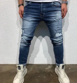 Blue Ripped Ultra Skinny Jeans B58 Streetwear Mens Jeans