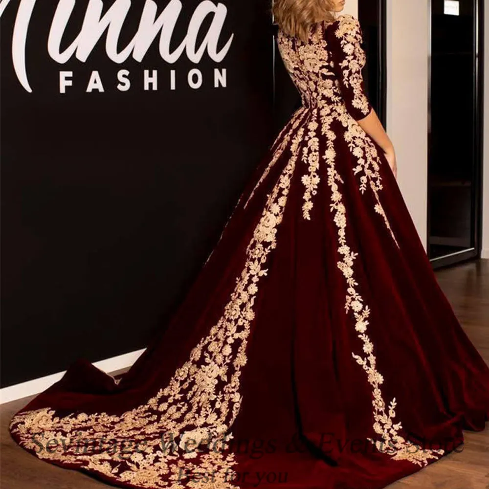 burgundy prom dresses ball gown lace applique vintage luxury elegant prom gown vestido de fiesta