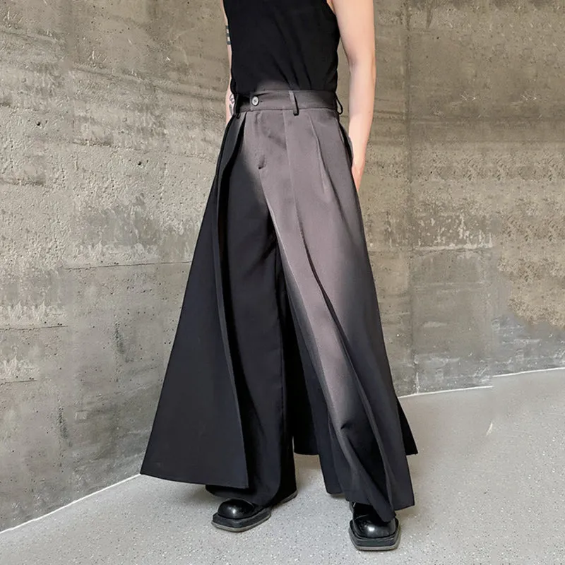 Casual Fake Two Piece Straight Leg Loose Wide Leg Pants