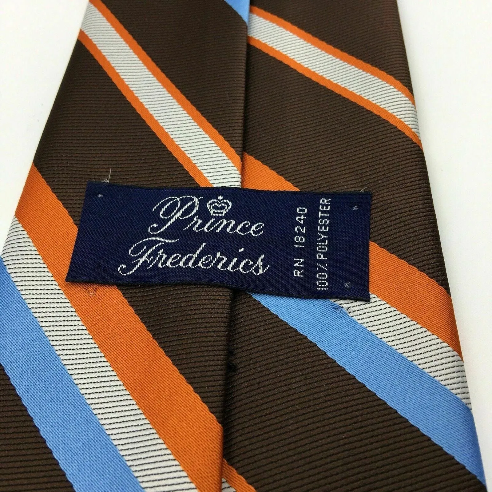 Charming Prince Frederics Vintage Brown Striped Polyester Tie OS Unisex Adult