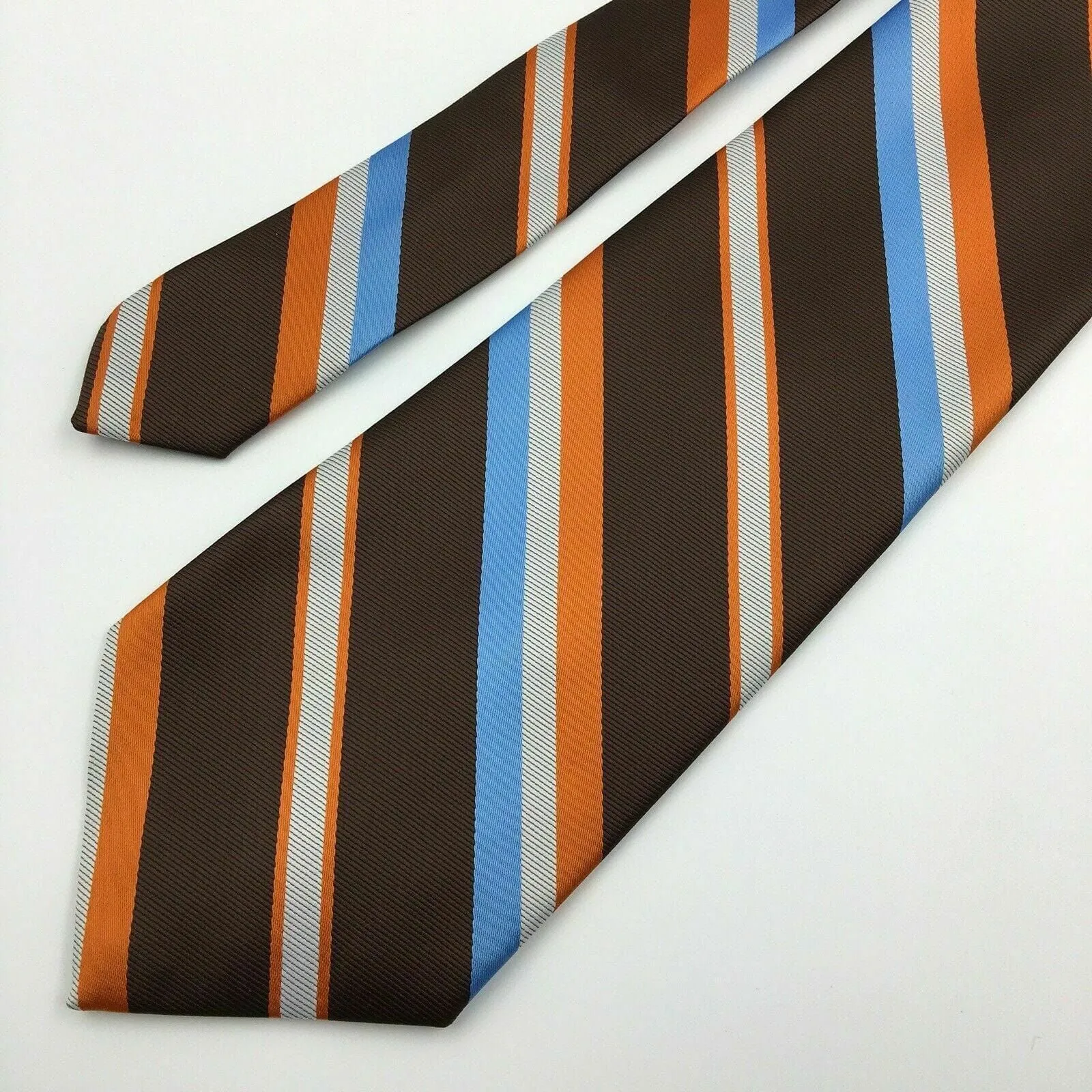 Charming Prince Frederics Vintage Brown Striped Polyester Tie OS Unisex Adult