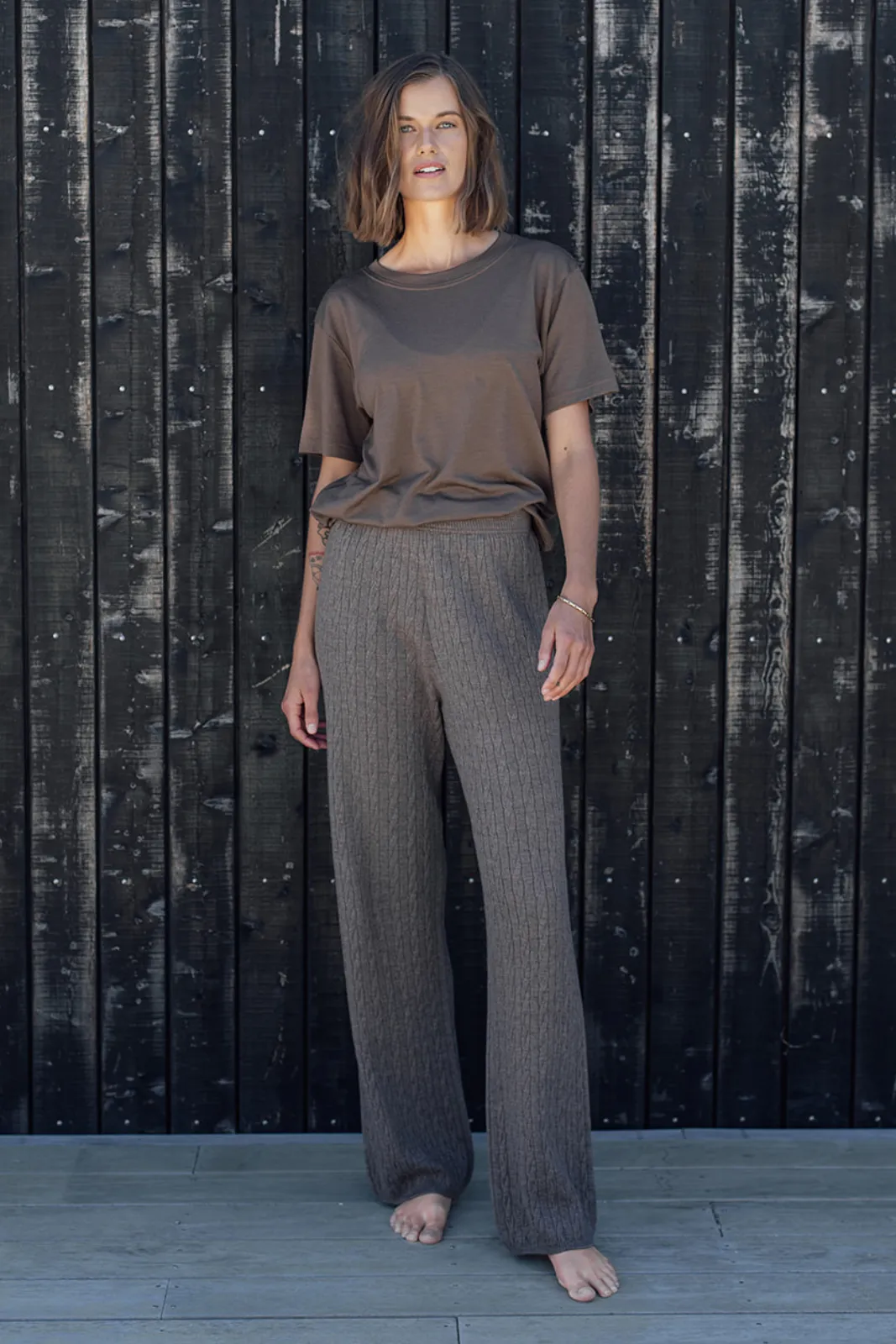 Classic Cable Merino Pant- Cinnamon