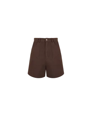 CLOVER DENIM SHORT DARK BROWN