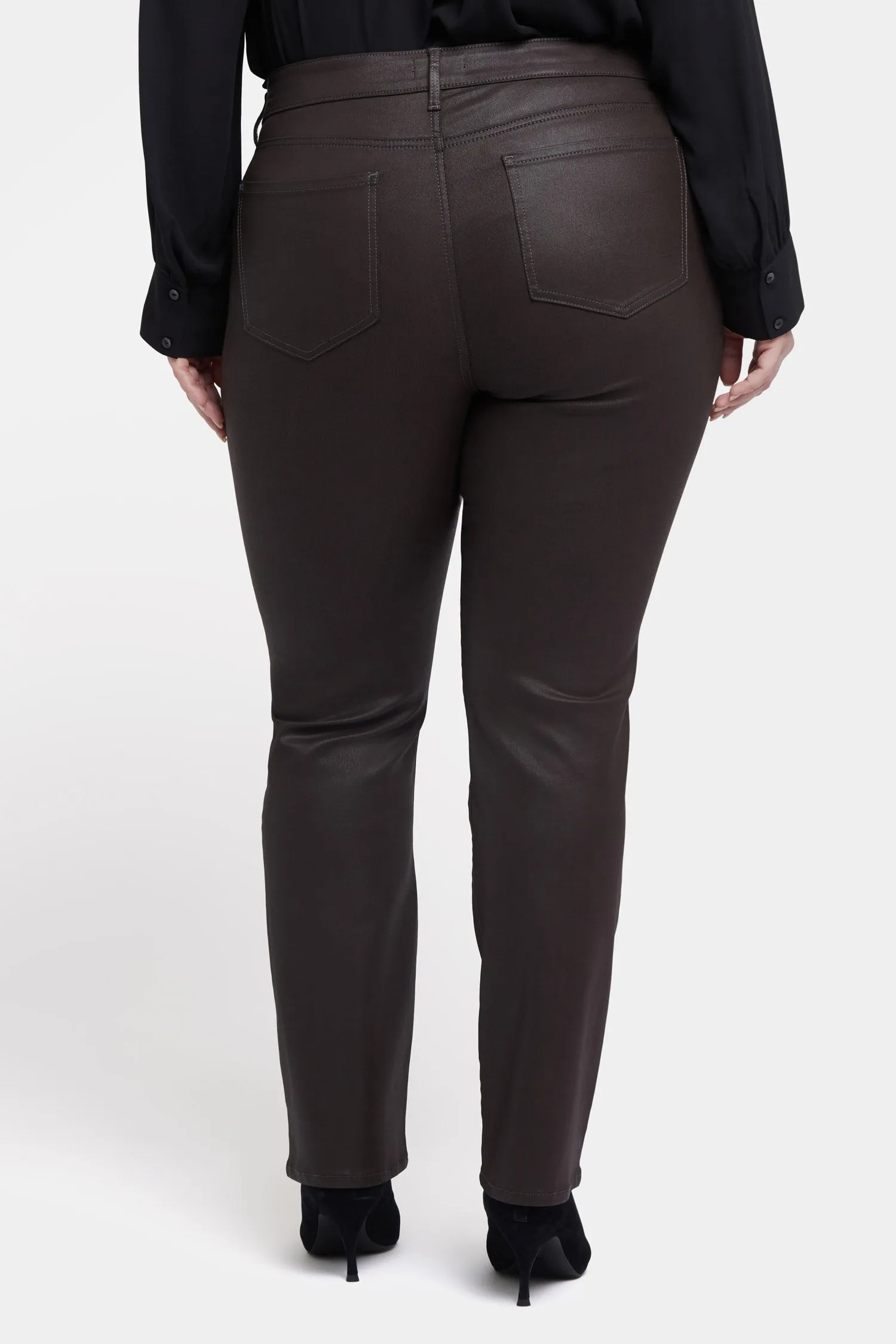 Coated Marilyn Straight Jeans In Plus Size - Coffee Bean Coated