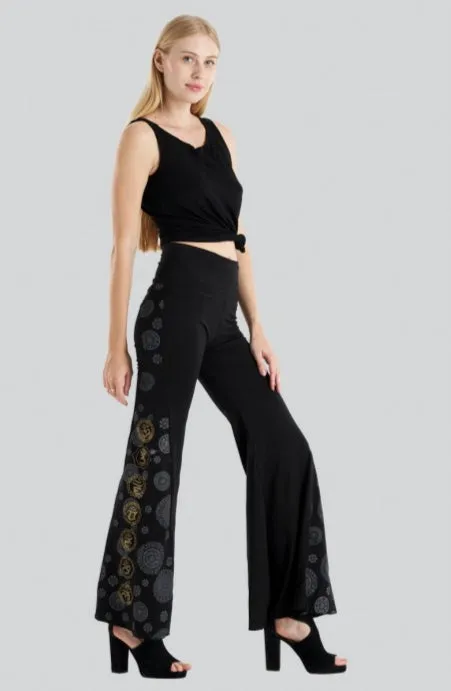 Cotton Knit Wide Leg Pants - Black or Eggplant