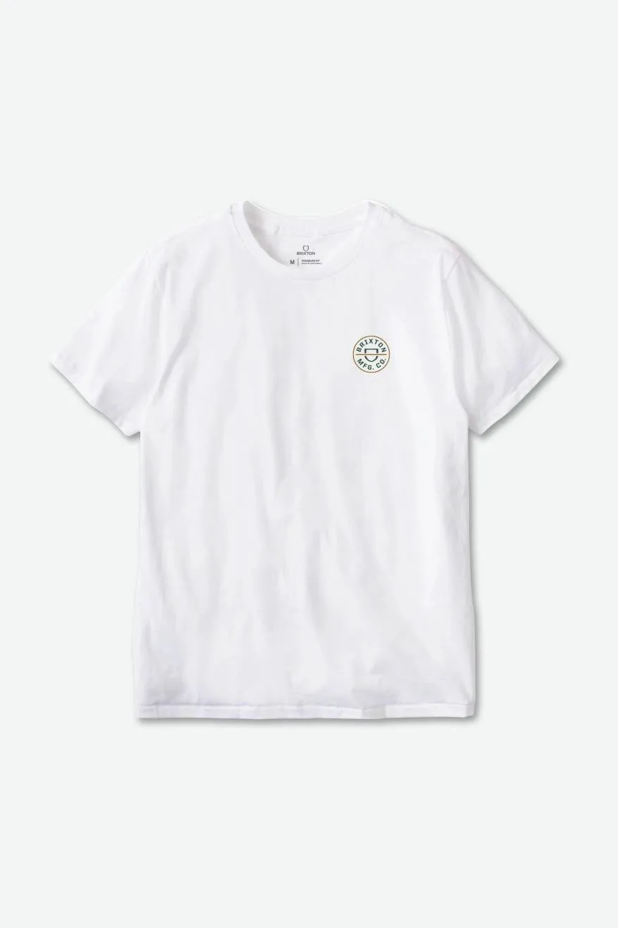 Crest II S/S Standard Tee - White/Pine Needle/Golden Brown