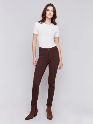 Cuffed Hem Twill Jeans - Mocha