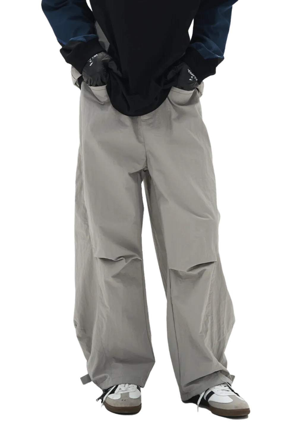 Deconstructed Tapered Wide Leg Pants