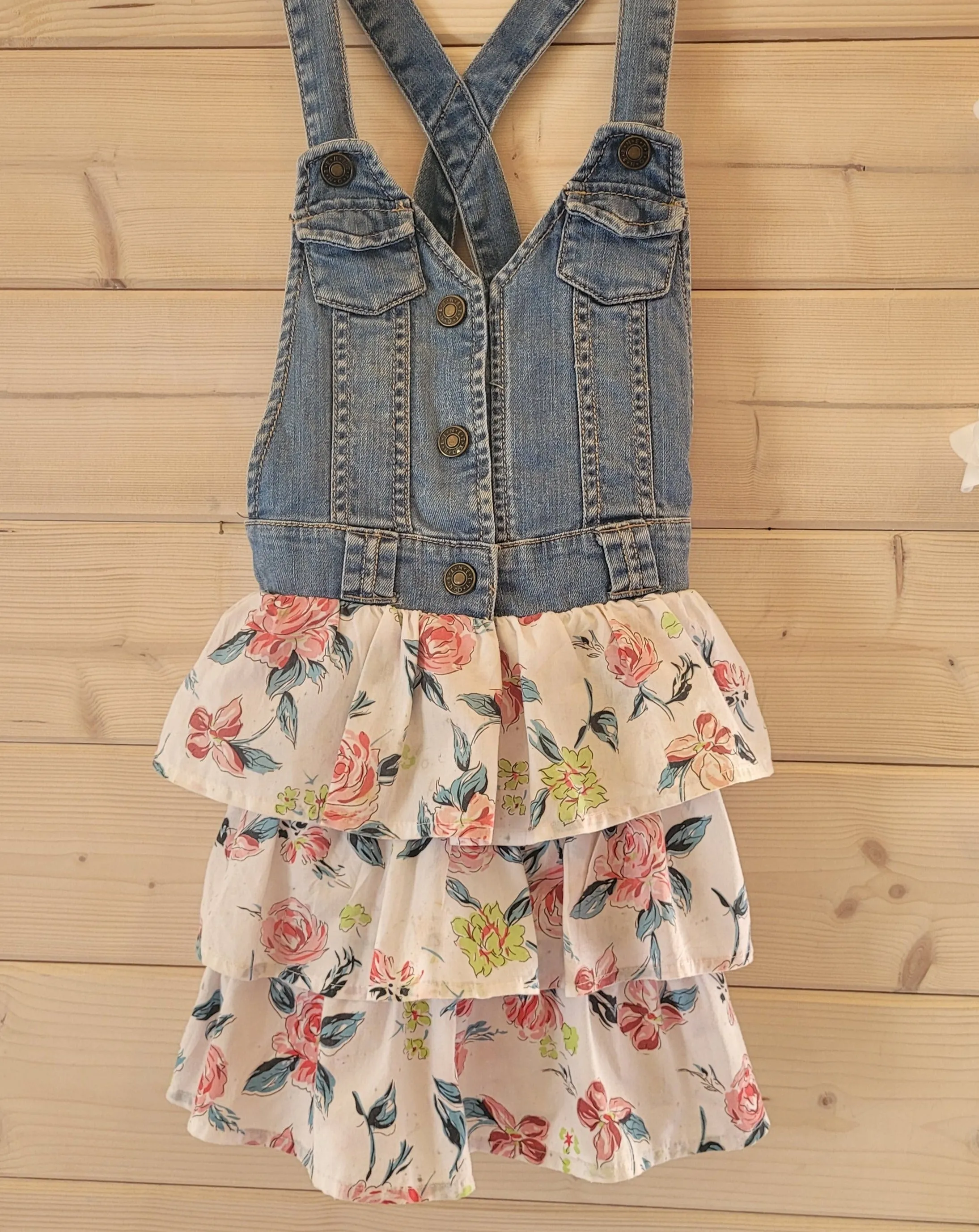 Denim Tiered Ruffle Dress - Benetton Jeans 7-8 years