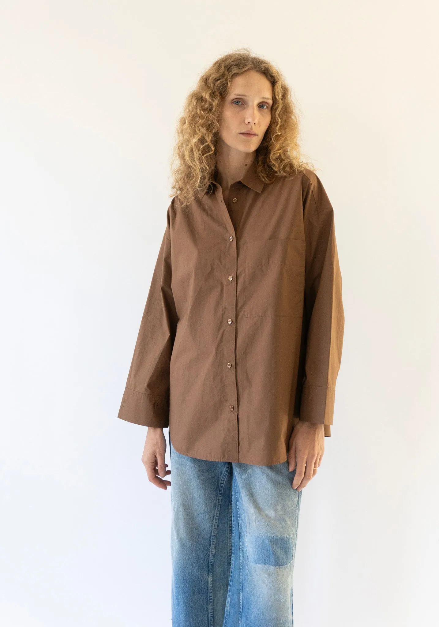 Derris Button Front Shirt in Bison