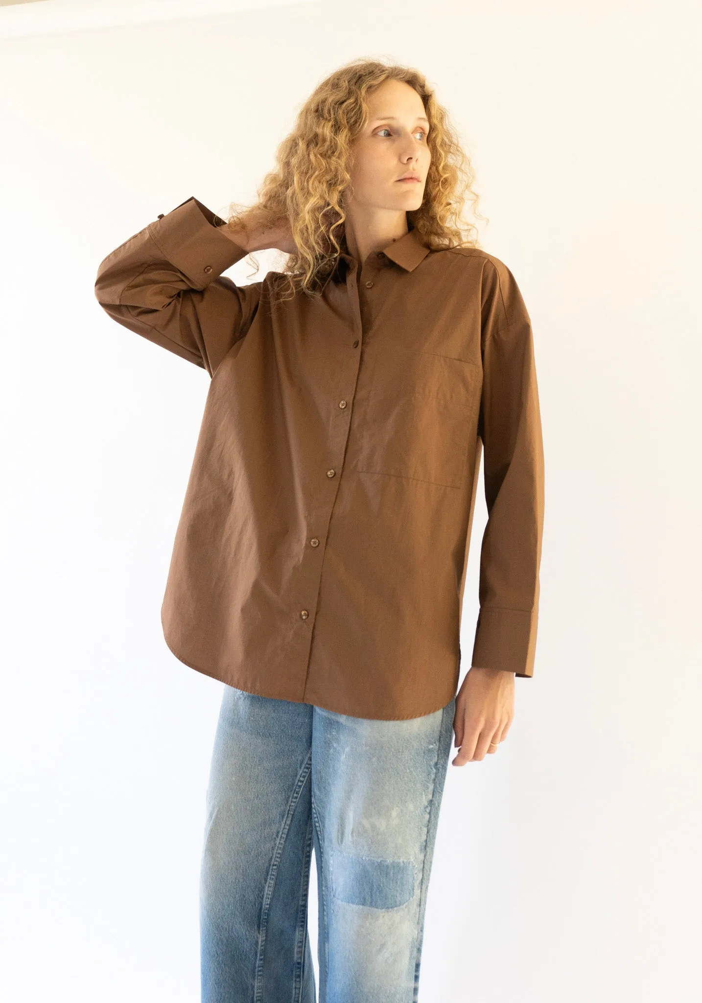 Derris Button Front Shirt in Bison