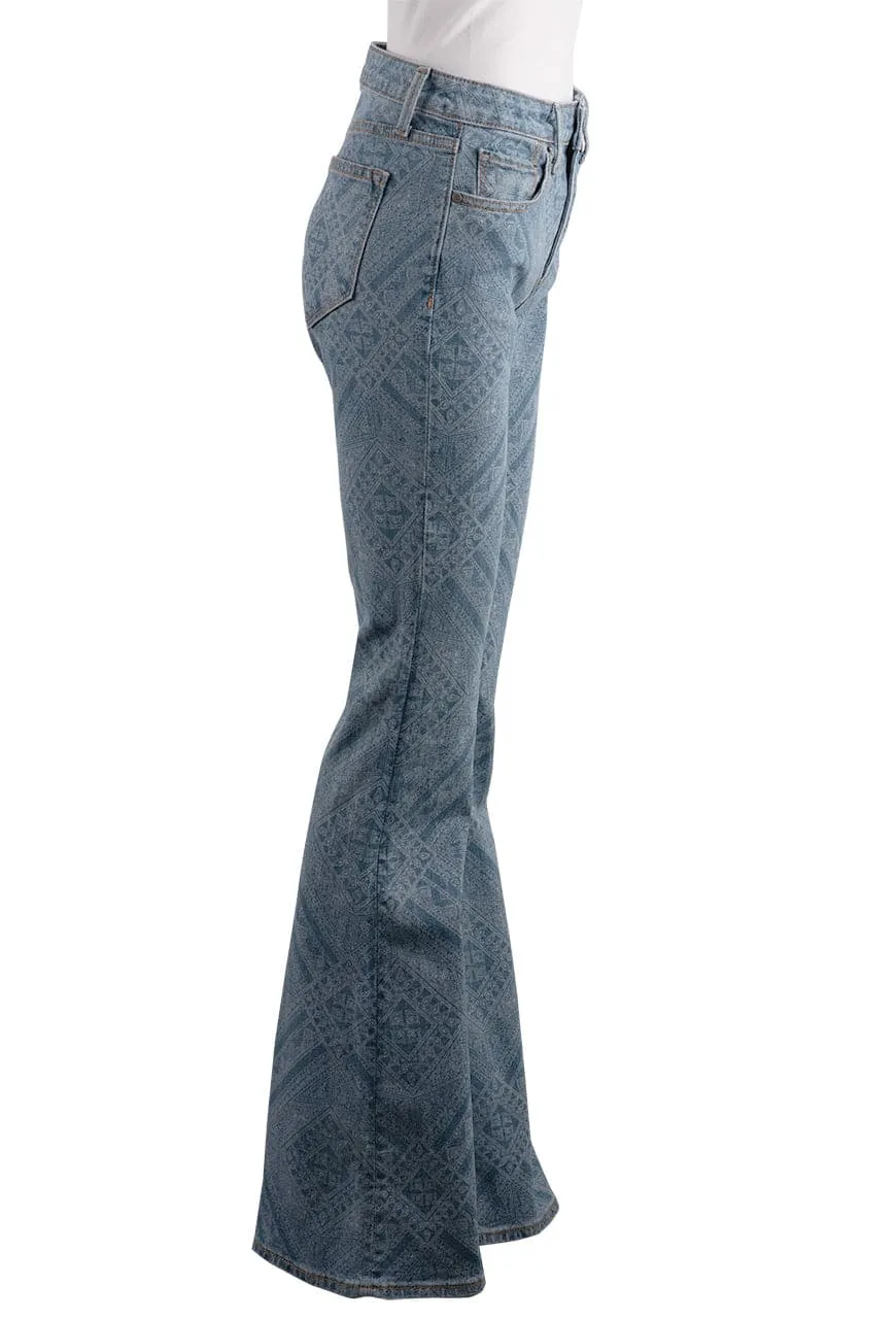 Driftwood Farrah Bandana Print Flare Jeans