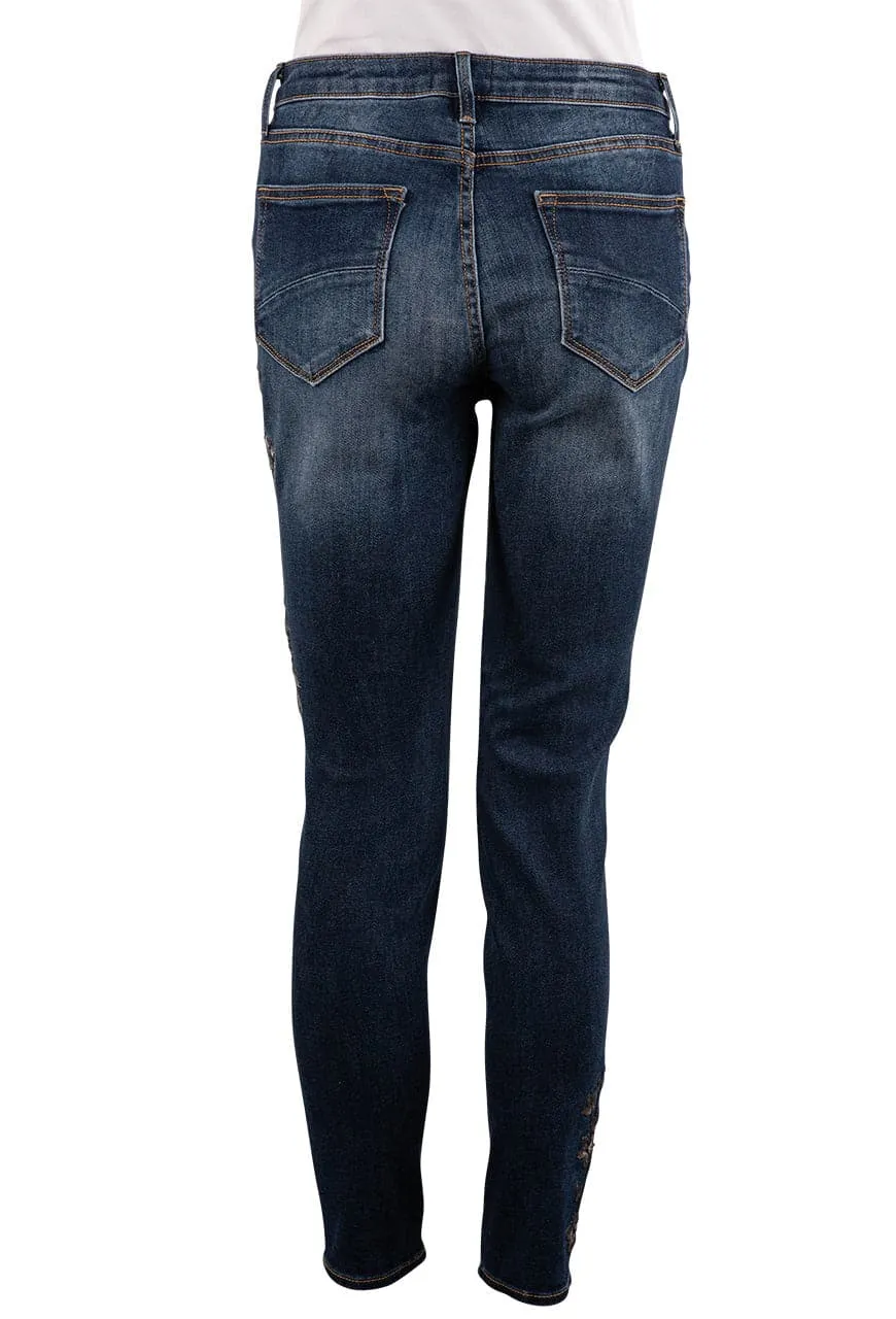 Driftwood Jackie High Rise Skinny Jeans - Metallic Buds