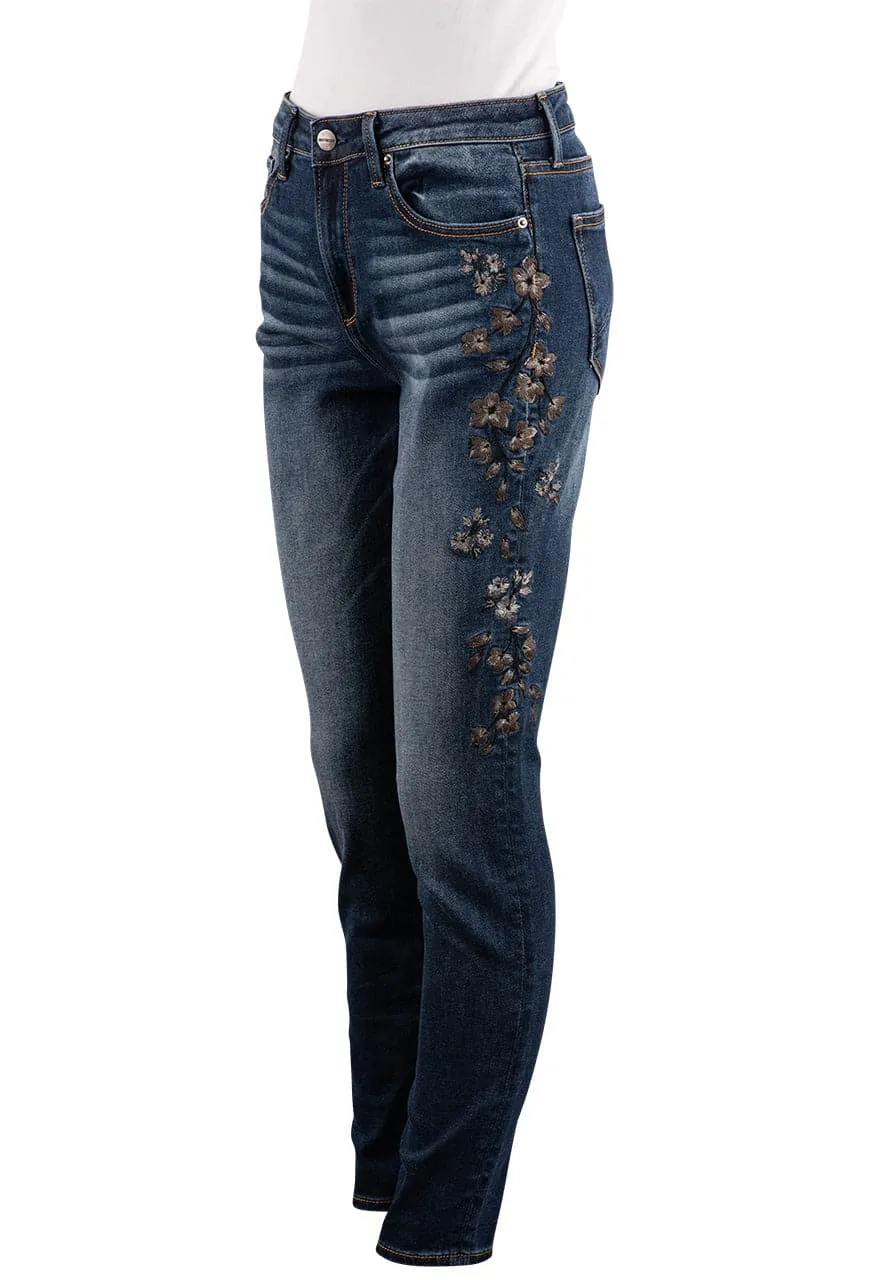 Driftwood Jackie High Rise Skinny Jeans - Metallic Buds