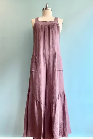 Dusty Lavender Linen Wide Leg Jumpsuit