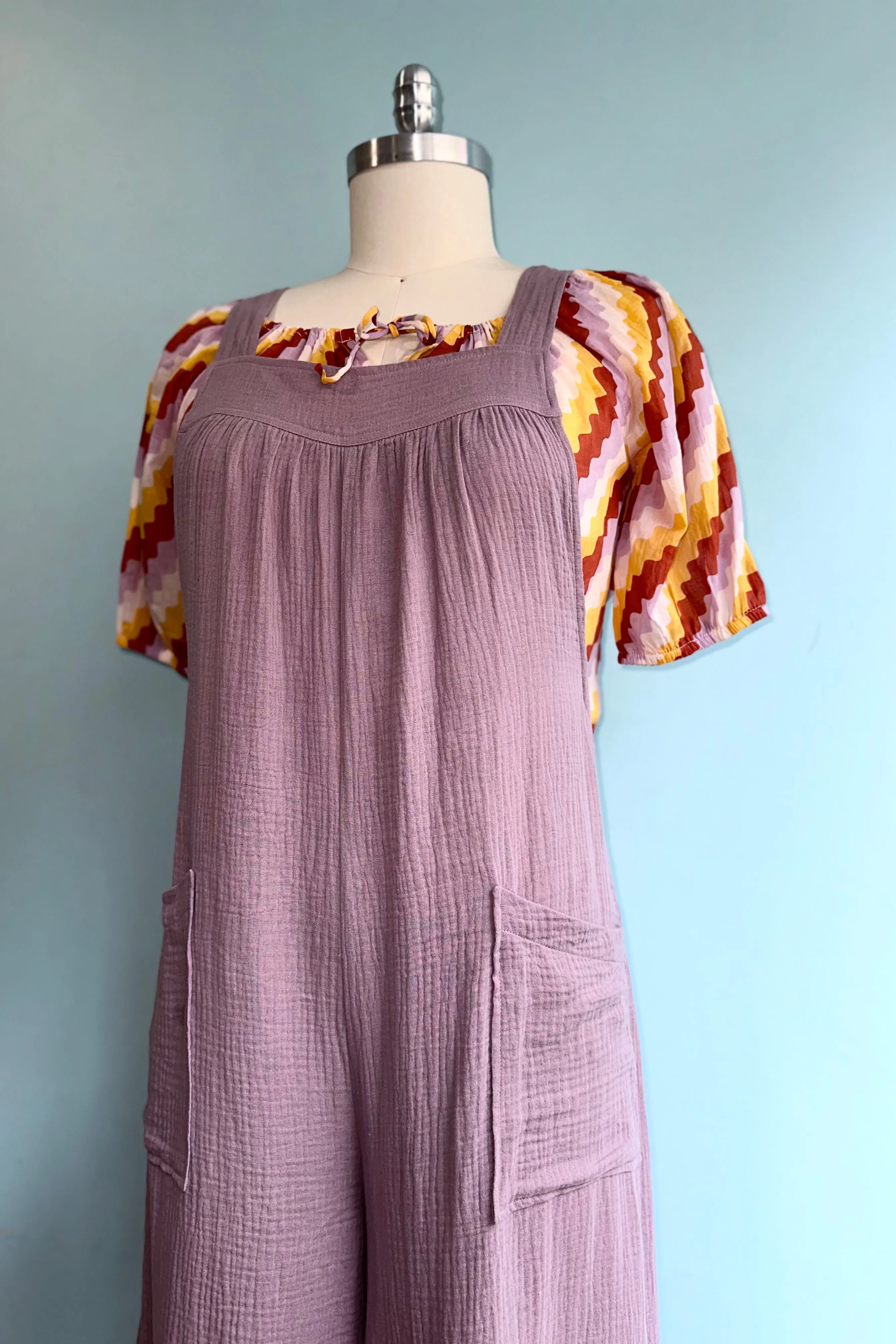 Dusty Lavender Linen Wide Leg Jumpsuit