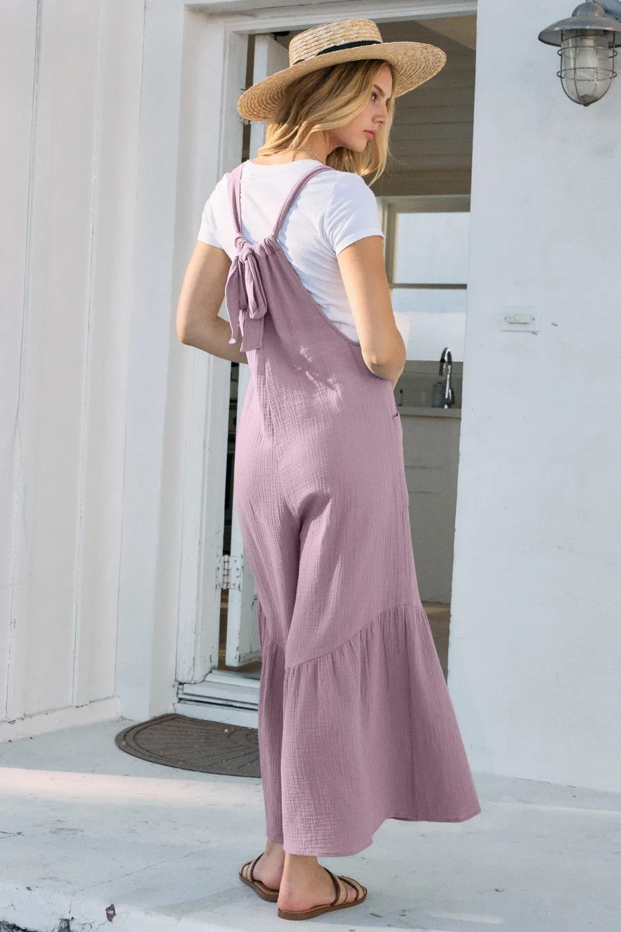 Dusty Lavender Linen Wide Leg Jumpsuit