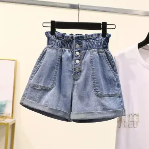 Elastic Waist Denim Shorts