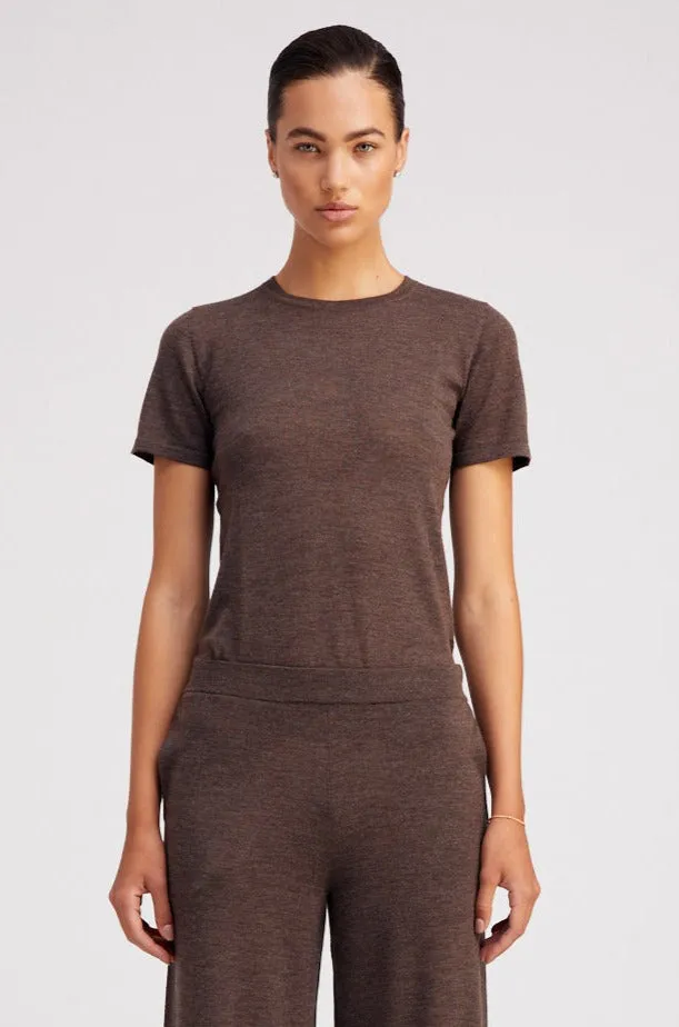 Heather Brown Ultra Fine Cashmere Tee Shirt