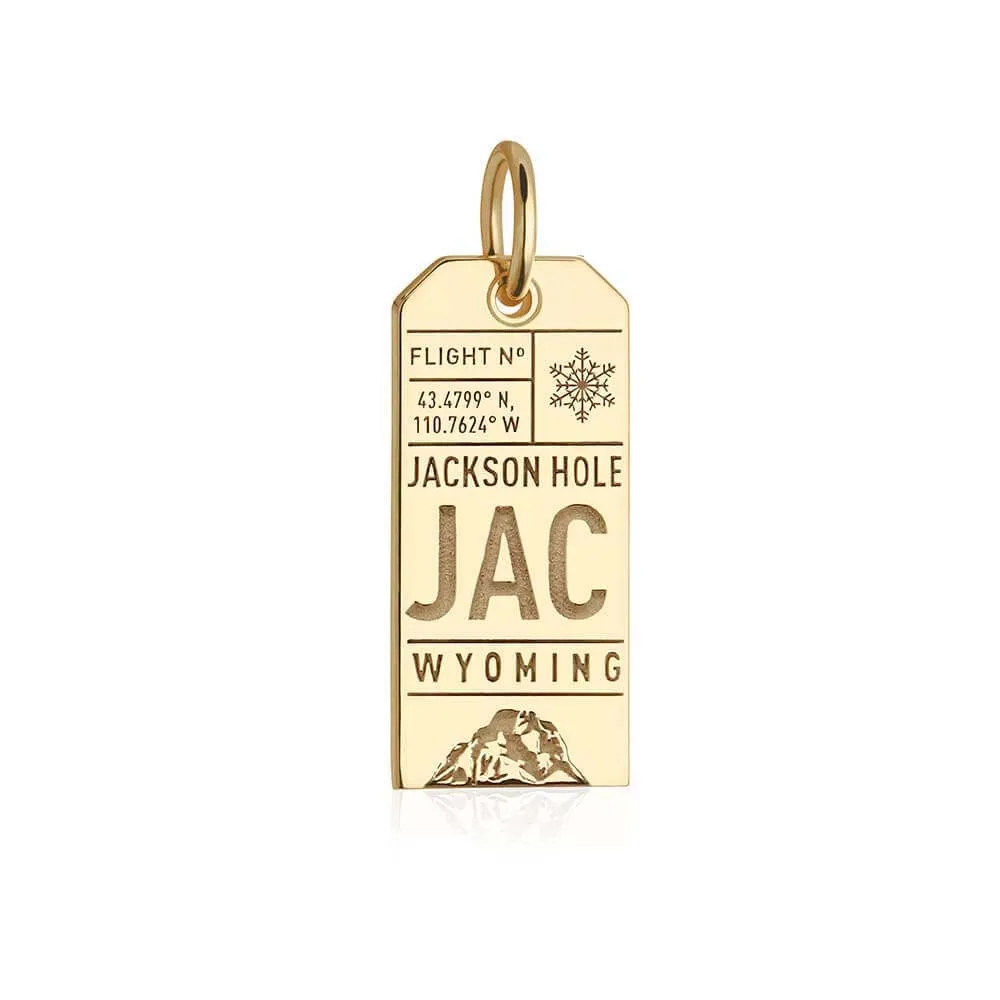 Jackson Hole Wyoming USA JAC Luggage Tag Charm Gold