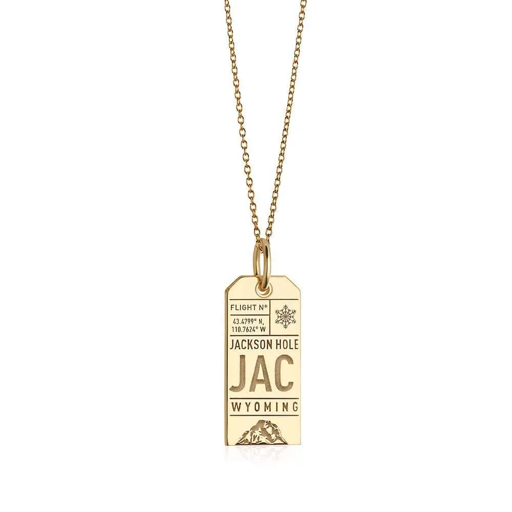 Jackson Hole Wyoming USA JAC Luggage Tag Charm Gold