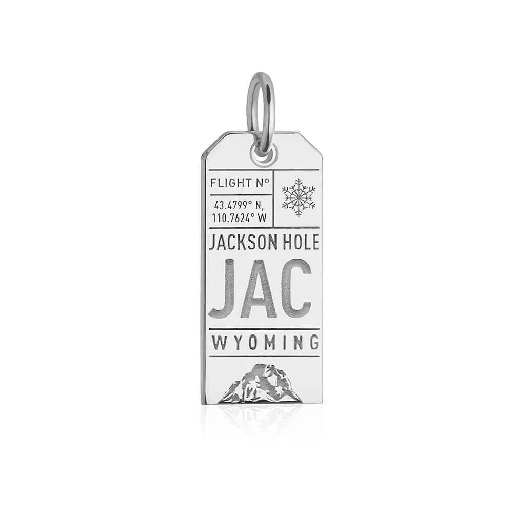 Jackson Hole Wyoming USA JAC Luggage Tag Charm Silver