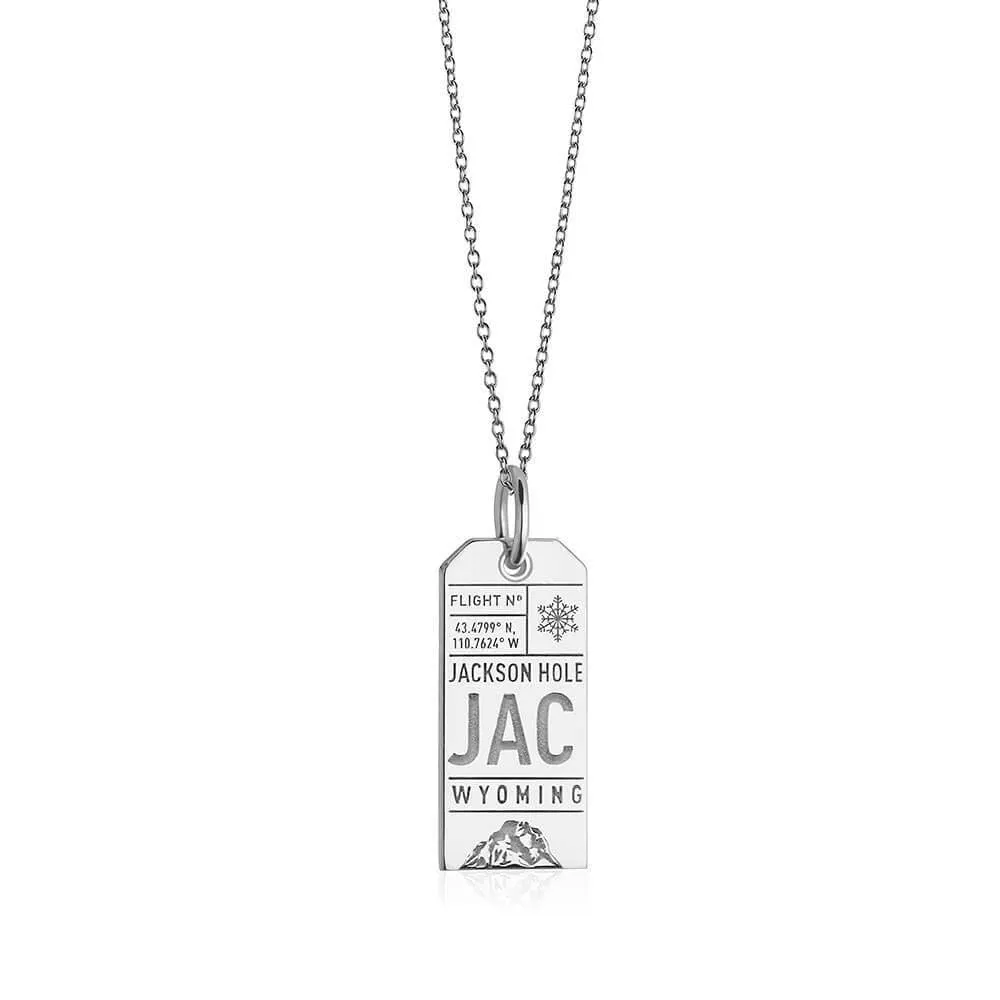 Jackson Hole Wyoming USA JAC Luggage Tag Charm Silver