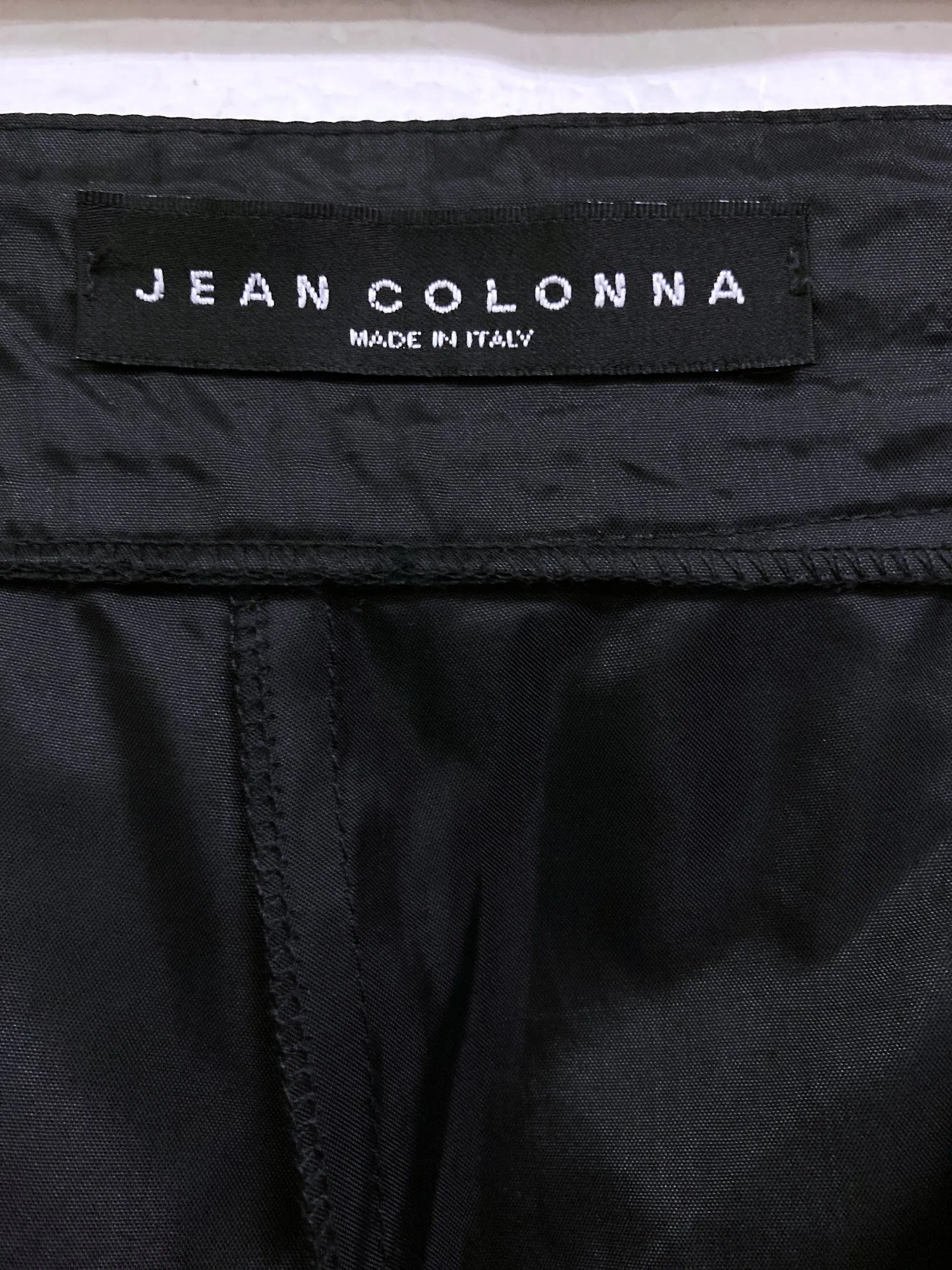 Jean Colonna black nylon wide leg trousers with waist zip detail