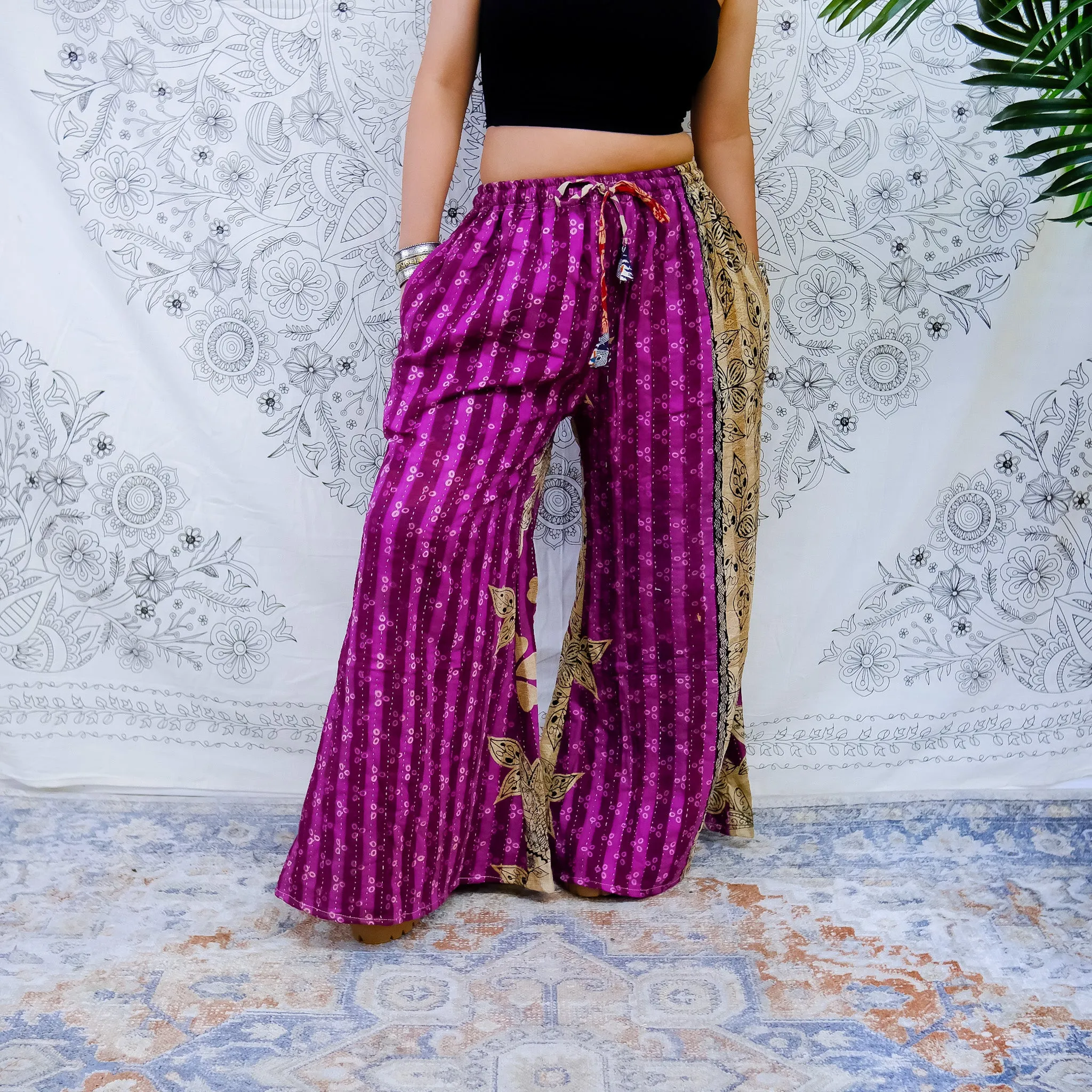 Kantha Stitched Bliss Flowy Leg Pants