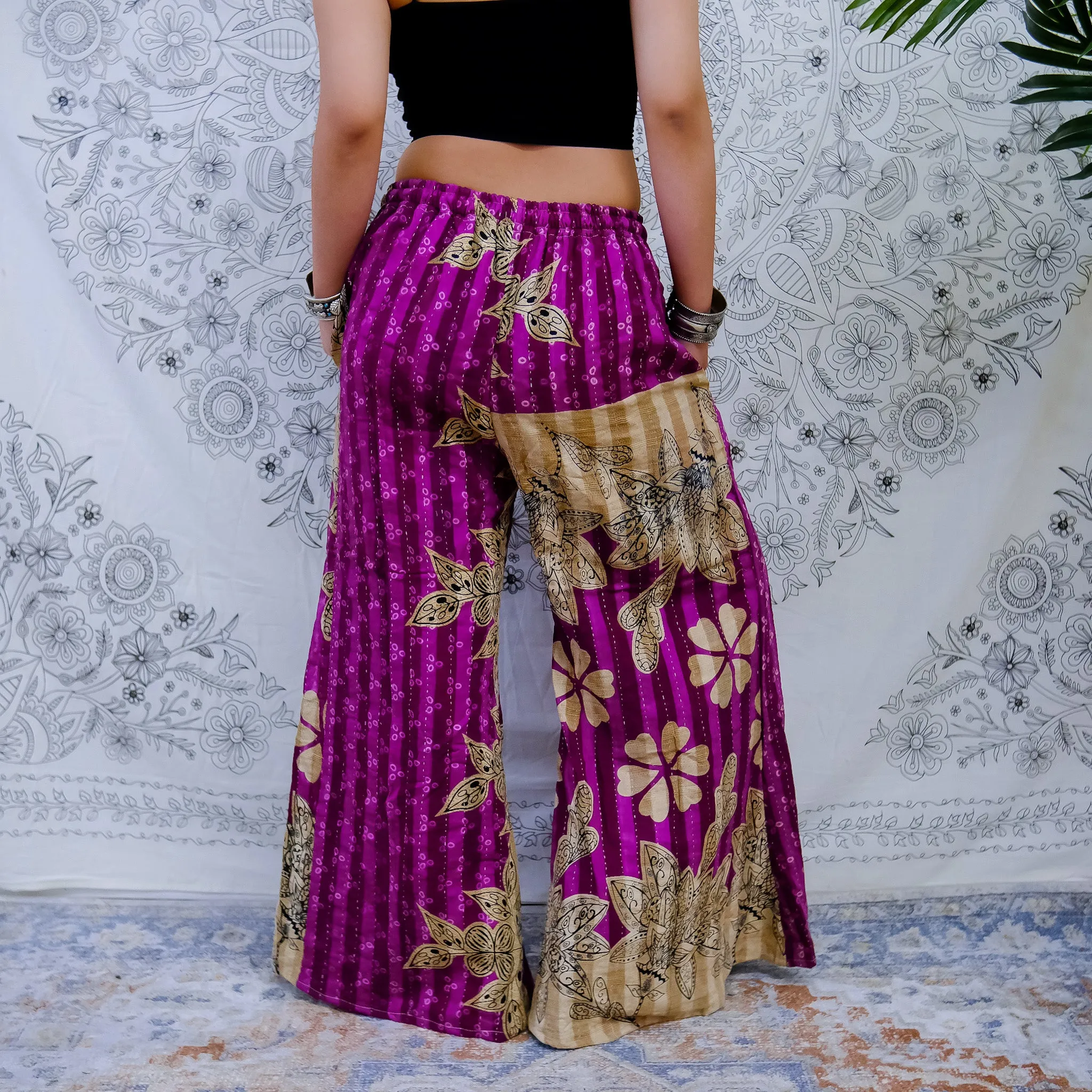 Kantha Stitched Bliss Flowy Leg Pants