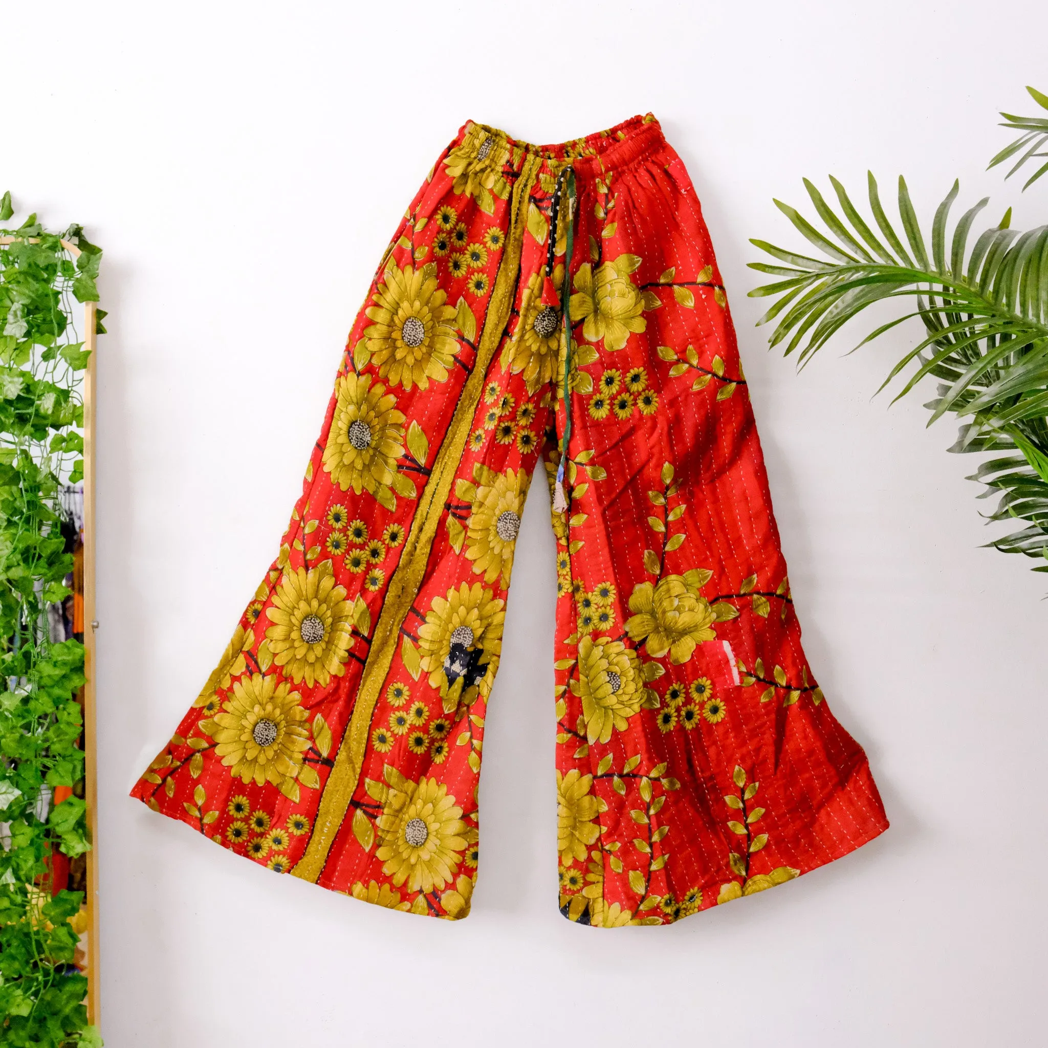 Kantha Stitched Bliss Flowy Leg Pants