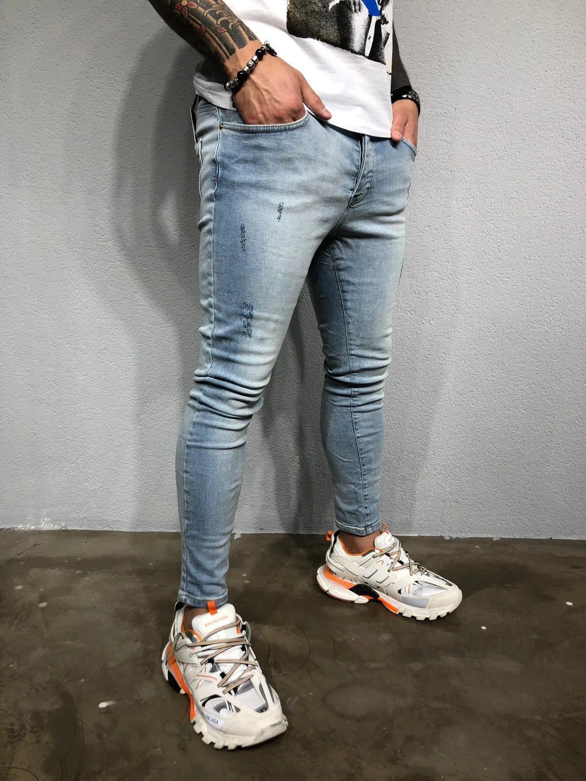 Light Blue Washed Ultra Skinny Pant BL435 Streetwear Jeans