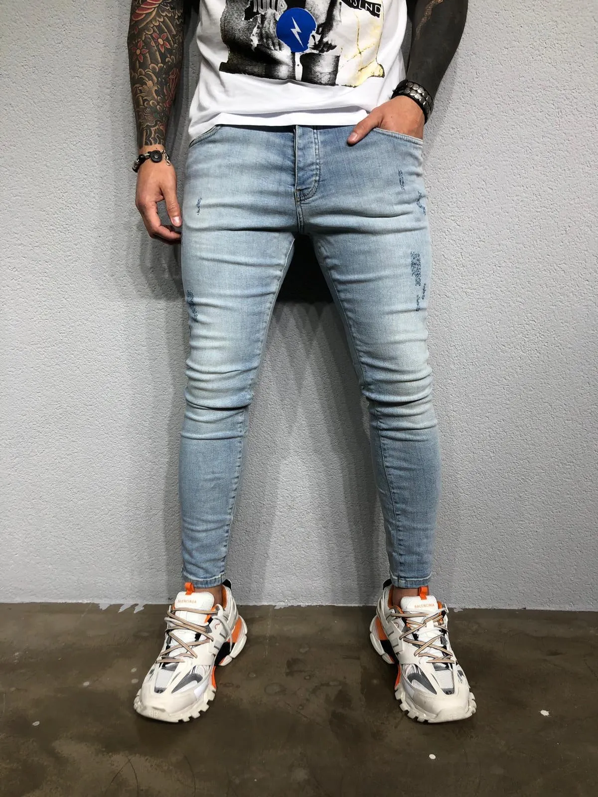 Light Blue Washed Ultra Skinny Pant BL435 Streetwear Jeans