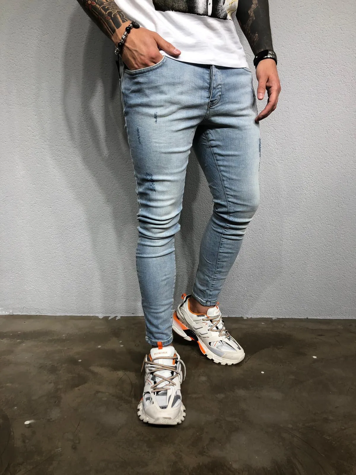 Light Blue Washed Ultra Skinny Pant BL435 Streetwear Jeans