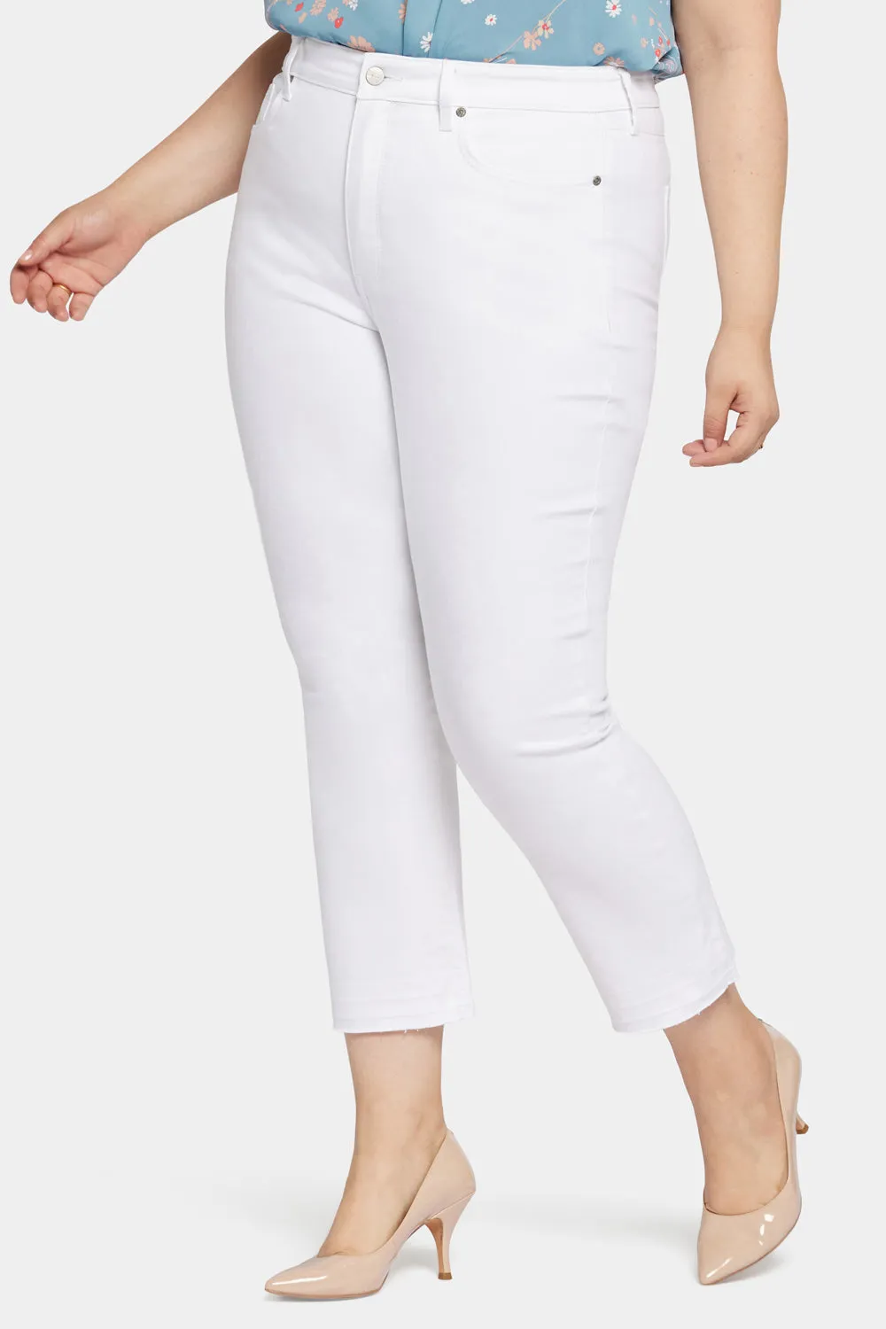 Marilyn Straight Ankle Jeans In Petite Plus Size - Optic White