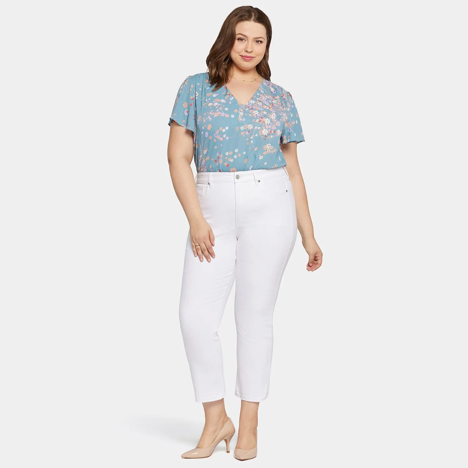 Marilyn Straight Ankle Jeans In Petite Plus Size - Optic White