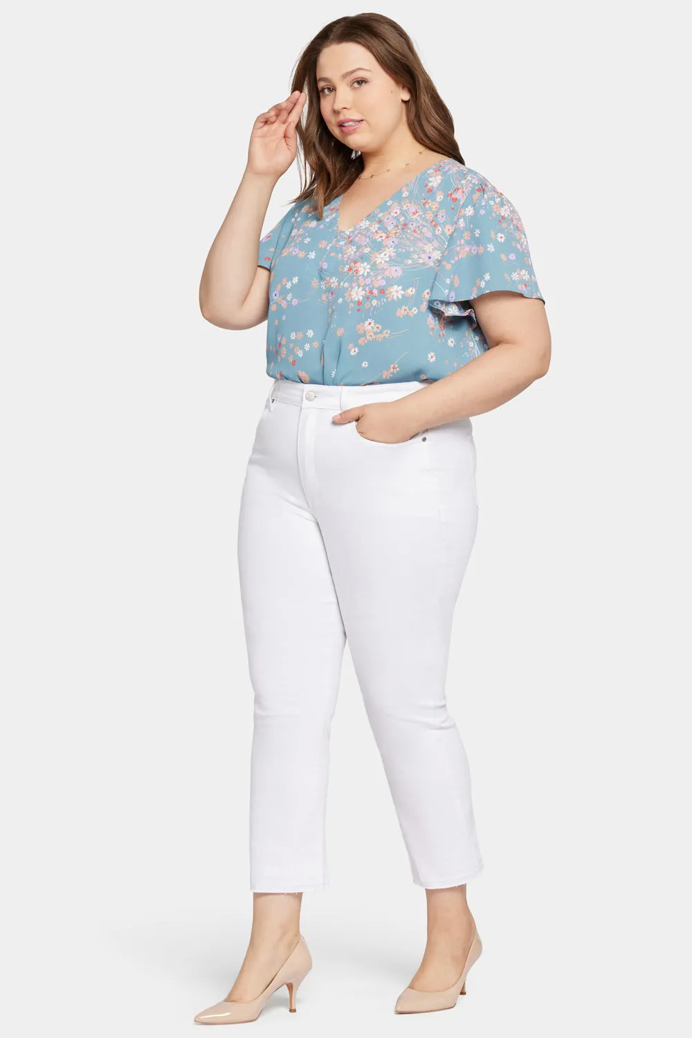 Marilyn Straight Ankle Jeans In Petite Plus Size - Optic White