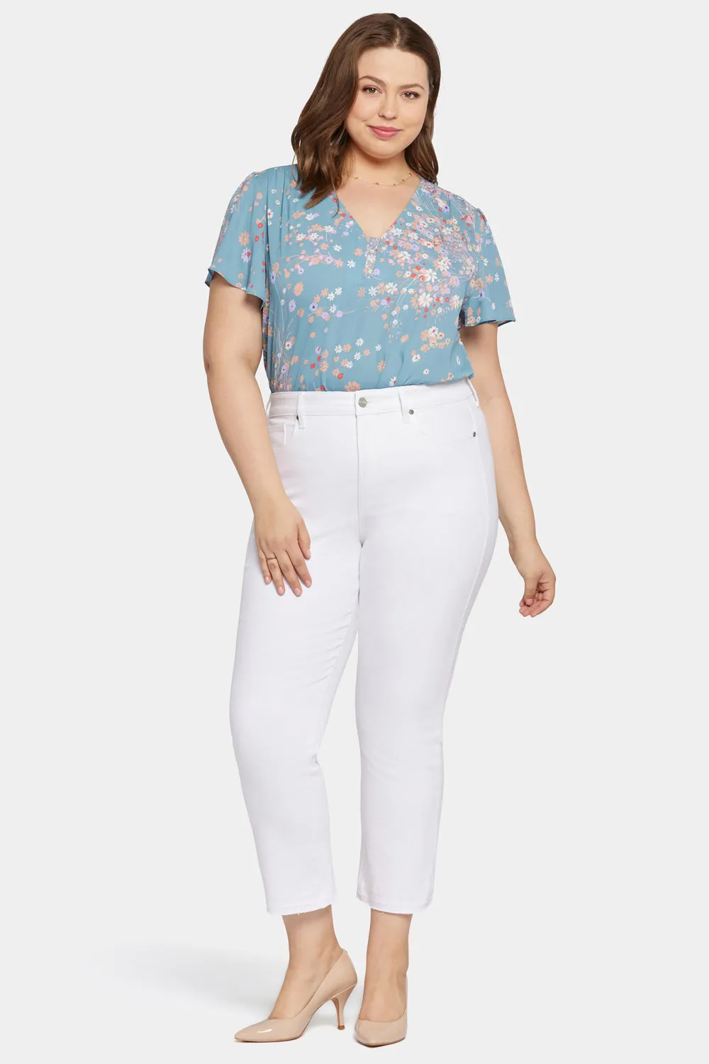 Marilyn Straight Ankle Jeans In Petite Plus Size - Optic White