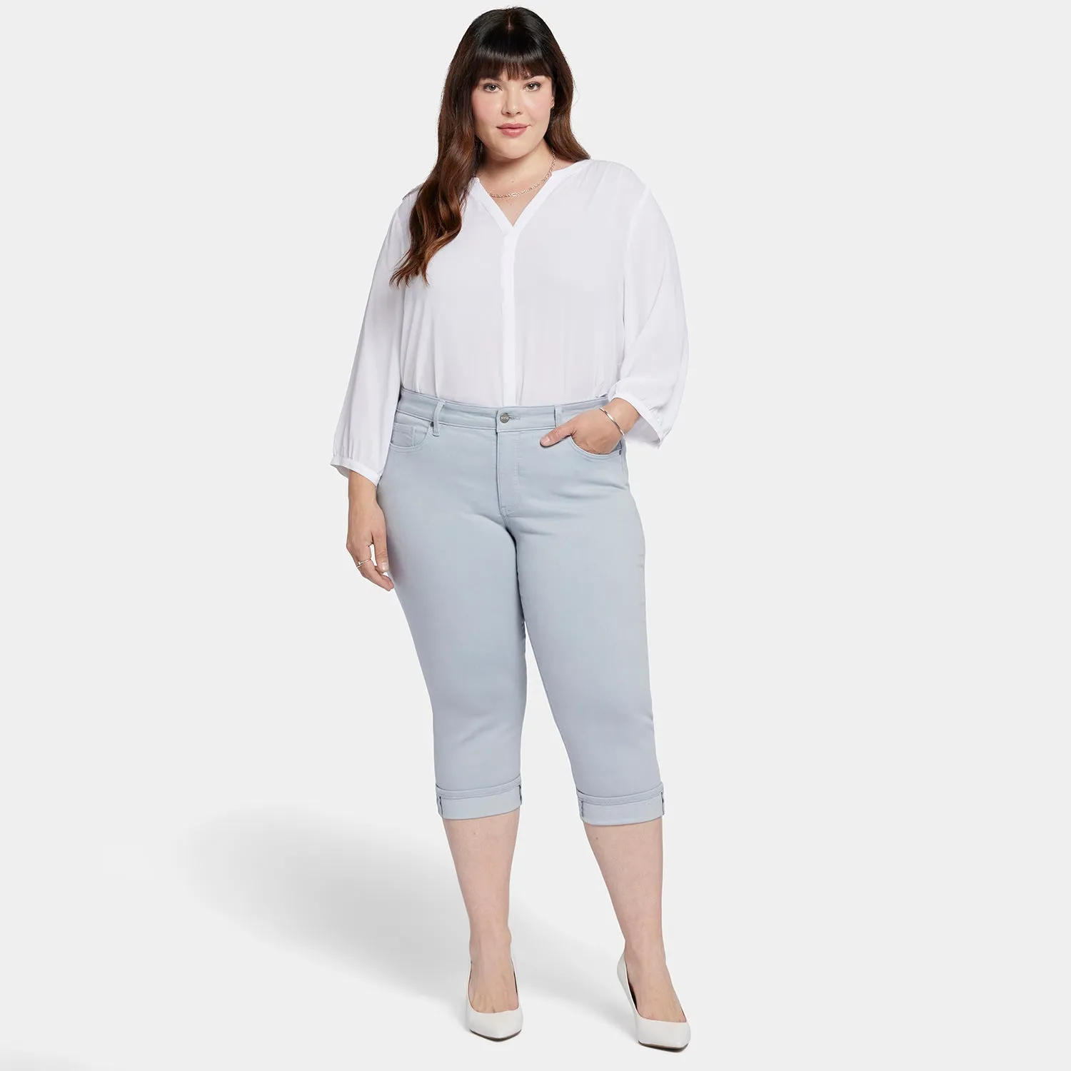 Marilyn Straight Crop Jeans In Plus Size - Sea Ice