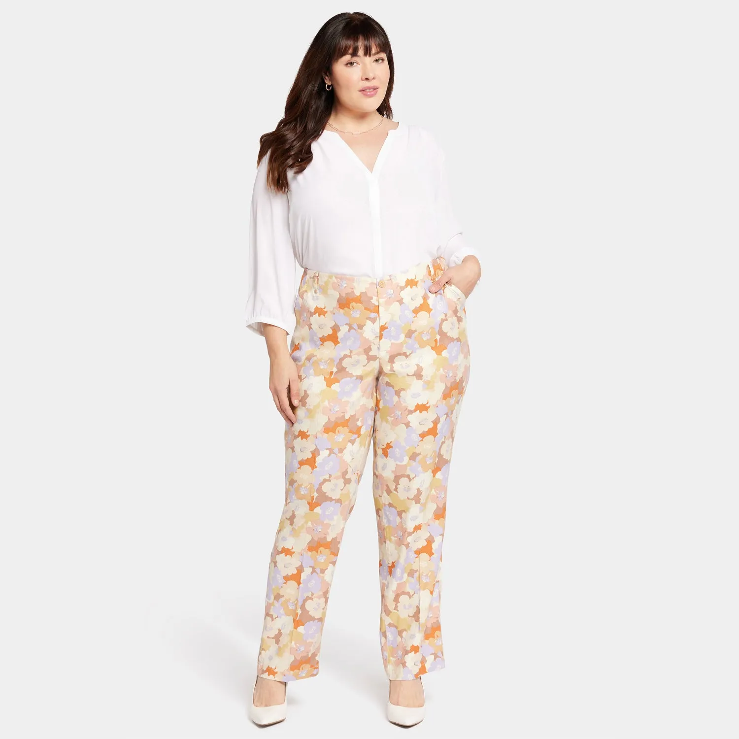 Marilyn Straight Pants In Plus Size - Sunset Grove