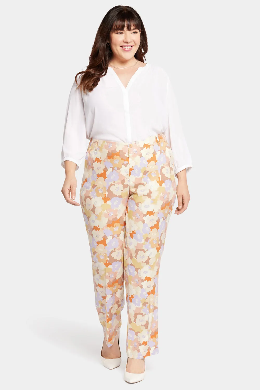 Marilyn Straight Pants In Plus Size - Sunset Grove